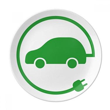 Imagem de Plugue circular de energia para veículos que protegem o meio ambiente prato decorativo de porcelana salver talheres, prato de jantar