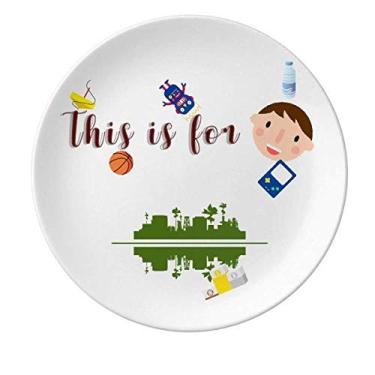 Imagem de Symbolic Reflection Trees Urban Landscape Architecture Porcelain Plate Dinner Round Dish Boy Man