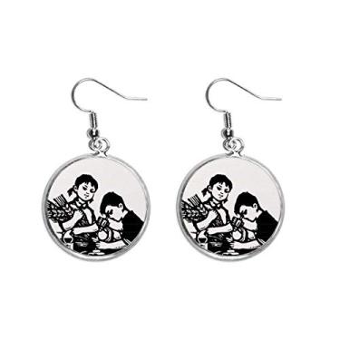 Imagem de Brinco feminino com pingente de orelha de patriotismo de trigo para meninos e meninas