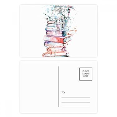 Imagem de Livros Building Street Aquarela conjunto de cartão postal aniversário correspondência cartão de agradecimento