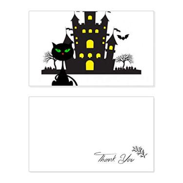 Imagem de Dia das Bruxas, Castelo Sombrio, Gato, Cartão de agradecimento, Papel de Aniversário, Saudações de Casamento