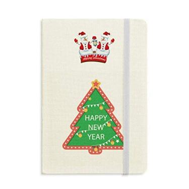 Imagem de Caderno de boneco de neve de Natal com desenho de árvore de Natal e capa dura grossa