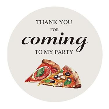 Imagem de Adesivos de agradecimento temáticos de pizza Magjuche, decorações de lembrancinha de festa de aniversário para crianças, suprimentos, 40 etiquetas, 5 cm redondo