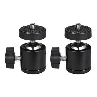 Imagem de Domary Mini cabeça esférica giratória giratória de 360 ​​graus de 2pcs com rosca de parafuso de 1/4 "suporte de base para filmadora DLSR suporte de luz LED