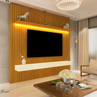Imagem de Home para TV Ripado com LED Nobre 185 Naturale Off White - Gelius