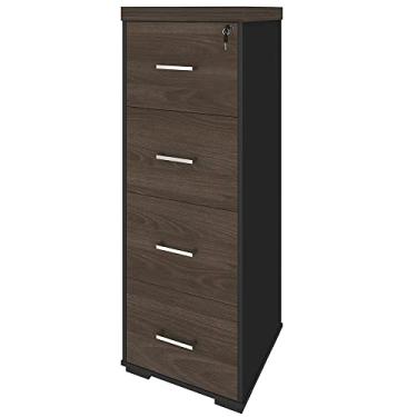 Imagem de Armário Multiuso Office Para Arquivo 4 Gavetas Atria Executiva 132cm A02 Charuto Preto - Lyam Decor