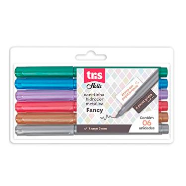 Imagem de Hidrocor Ponta Fina - Tons Metálicos - Colorido (6 Cores) - Tris