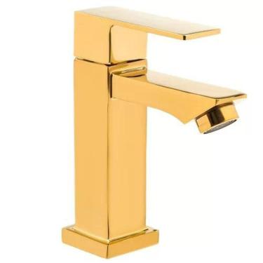 Imagem de Torneira Banheiro Lavabo Luxo Metal Dourada Brilho Bica
