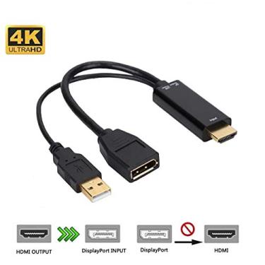 Imagem de Adaptador HDMI para DisplayPort 4K @ 30Hz, PC para monitor macho HDMI para DP conversor de saída/Dongle com áudio para Xbox One, PS3, PS4, Mac Mini, fonte HDMI 1.4 ativa na porta de exibição 1.2 conector externo