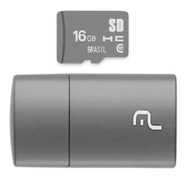 Imagem de Cartão De Memória 16gb Multilaser 2x1 Classe 10 Usb Mc162