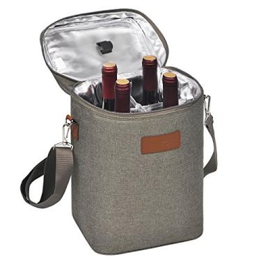 Imagem de (Gray) - Kato Insulated Wine Tote Bag - 4 Bottle Travel Padded Wine/ Champagne Cooler Carrier with Handle and Shoulder Strap, Great Wine Lover Gift, Grey