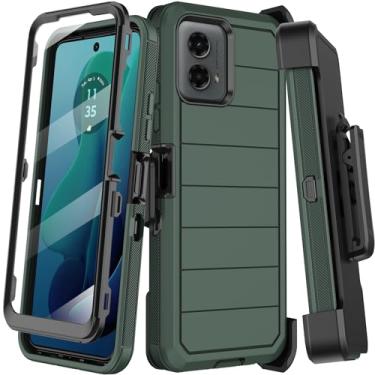Imagem de KECAI Capa para Motorola Moto G 5G 2024 com protetor de tela integrado, coldre com clipe de cinto, proteção contra quedas resistente à prova de choque de grau militar, capa de celular robusta com