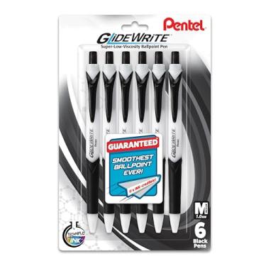 Imagem de Pentel Caneta esferográfica GlideWrite com tinta TechniFlo, (1,0 mm), linha média, preta, 6 unidades (BX910-D)