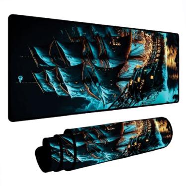 Imagem de Novo Mouse Pad Gamer Deskpad Speed Extra Grande Borda Costurada Profissional Varios Tamanhos - Perola Negra (70X30)