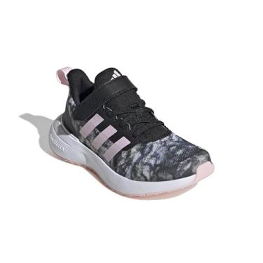 Imagem de adidas Tênis de corrida infantil Fortarun 2.0, Preto/branco/rosa claro (renda elástica), 15