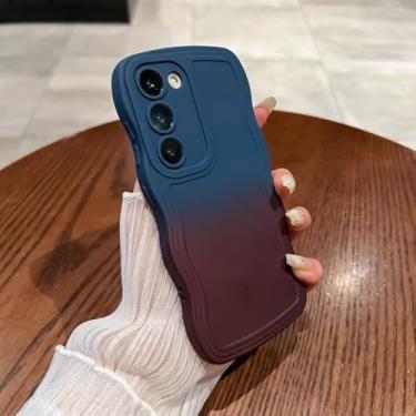 Imagem de Capa de telefone onda de silicone líquido de cor gradiente para Samsung Galaxy S20 S21 FE S22 S23 Ultra A6 Plus A54 A34 A24 A14 5G capa macia, camélia azul, para Galaxy S23 Plus