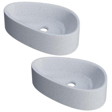 Imagem de Kit 02 Cubas de Apoio Gota Para Banheiro Lavabo C01 BG43W Branco Granit Matte - Lyam