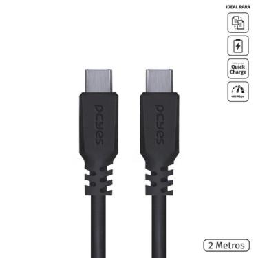 Imagem de Cabo Usb Tipo C 2.0 Para Usb Tipo C 2.0 2M Preto - Pucp-02 - PCYES
