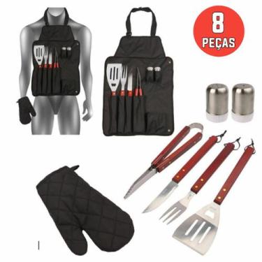 Imagem de Kit Churrasco Premium Inox Com Estojo Churrasqueiro 8 Peças - BoomStor