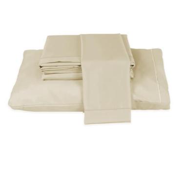 Imagem de Jogo De Lençol King Size 3 Peças Percal 600 Fios Palha - Armazém do En