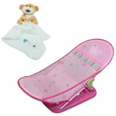Imagem de Cadeira Banheira Retrátil Infantil Conforto Rosa + Naninha - Color Bab