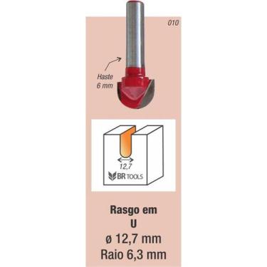 Imagem de Fresa Tupia Borda Meia Cana 12.7mm Haste 6mm - Vonder