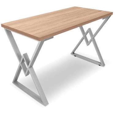 Imagem de Mesa P/ Escritório Jantar Gamer Ouro 1,00x0,60 Em Aço Tampo Em Madeira