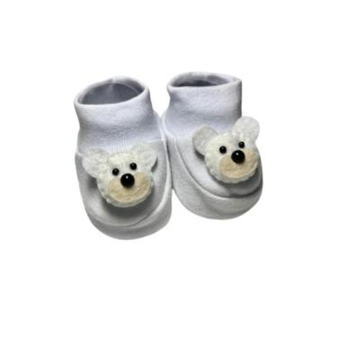 Imagem de Sapatinho Pantufa Ursinho Palha Branco - Pandora Baby Enxovais