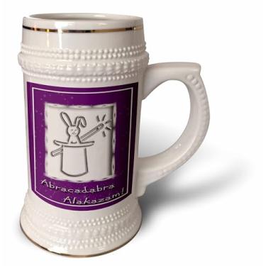Imagem de 3dRose Abracadabra Alakazam Rabbit in a Hat Purple - Caneca Stein, 530 ml, 650 ml, branca