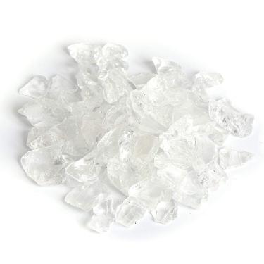 Imagem de Cascalho de vidro reflexivo de alto brilho, pedras de fogo, gotas de fogo, pedras de vidro de fogo, pedras, lascas para fogueira, aquário, jardim, 1-2 cm, 580 g (cristal)