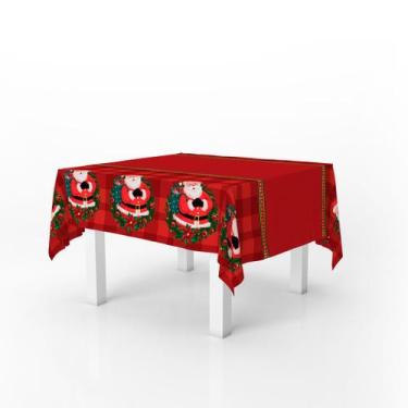 Imagem de Toalha De Mesa Quadrada Natalina Xadrez Noel 146x146cm - PRESENTE BRIN