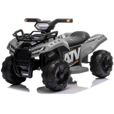 Imagem de Carrinho Quadriciclo Elétrico 6V Infantil Cinza Suporta 20kg Luzes/Som