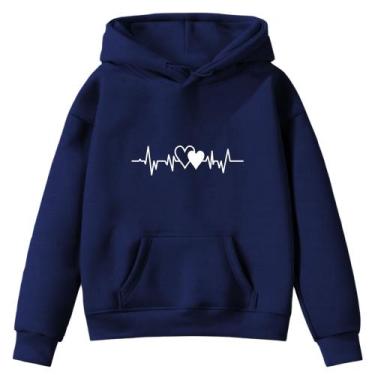 Imagem de Moletom Infantil Ritmo Cardíaco Amor Love Desenho Infância Bolso Cangu