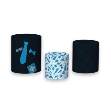 Imagem de Trio De Capa Cilindro  - Dia dos Pais Terno e Gravata Azul e Preto 042