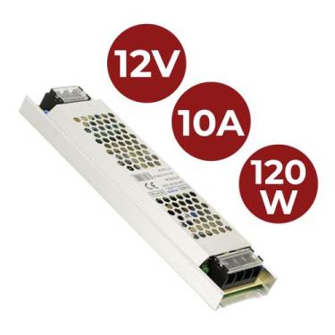 Imagem de Fonte Driver Slim 12v 120w 10a Chaveada Fita Led Bivolt Cftv - BRIWAX