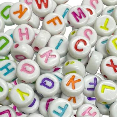 Imagem de 300 Miçangas De Letras Coloridas Redondas Para Fazer Pulseiras Infanti