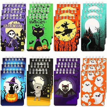 Imagem de MARFOREVER Conjunto de 24 peças de blocos de notas de Halloween, lembrancinhas de festa de Halloween para crianças, mini caderno espiral, hallowmas, notas adesivas de doces ou travessuras, enchimento, presentes, suprimentos, decorações, 8 designs