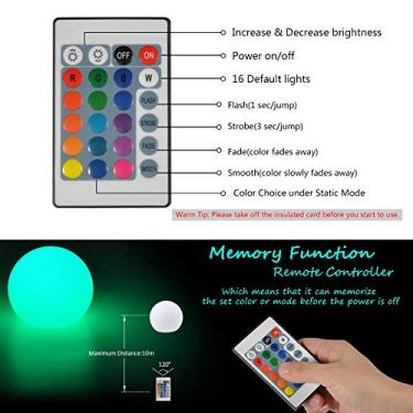 Imagem de LUZ DE ESFERA LED RECARREGÁVEL DE BRILHO AJUSTÁVEL DE COR RGB LÂMPADA DE CONTROLE REMOTO PARA DECORAÇÃO DE QUARTO E FESTA