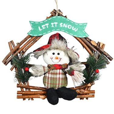 Imagem de Belas Guirlanda de Natal de madeira para porta da frente com placa de boas-vindas para decoração de parede ao ar livre para decoração de shopping para casa diverso