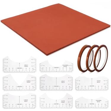 Imagem de BATTIPAW Tapete de Silicone para Prensa Térmica de 15x15" com 8 Réguas para Camisetas e 3 Fitas Resistentes Ao Calor, Almofada de Silicone Mais Espessa de 0,3” para Máquina de Pren (, Esteira)
