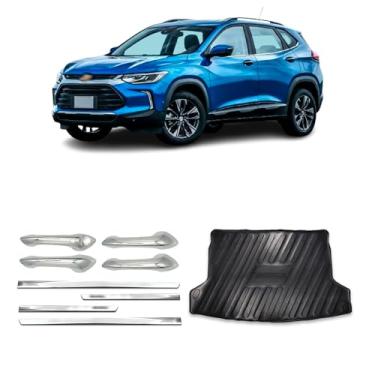 Imagem de Kit para Adaptável Para Tracker 2020 2021 2022 2023 Aplique Maçaneta 4 Portas C/1 Keyless Protetor de Porta-Malas Friso Lateral da Porta Inferior Slim.