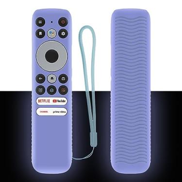 Imagem de JKZTJOF Capa azul brilhante para controle remoto TCL Smart TV, compatível com RC902N, capa de silicone antiderrapante, lavável e antiperda