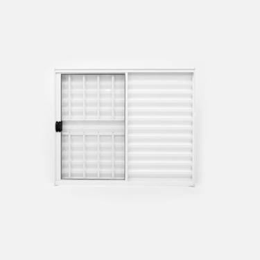 Imagem de Janela de Alumínio Veneziana 3 Folhas 120x150cm Com Grade Plus Lux Esquadrias Branco