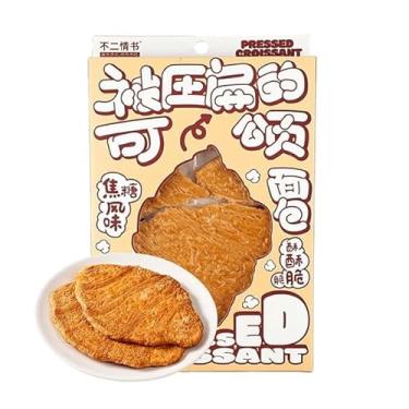 Imagem de Croissant achatado sabor caramelo, croissant amanteigado, croissant rico em caramelo, croissant crocante dourado, lanche doce e crocante, croissant derretido na sua boca, 50 g, 50 g