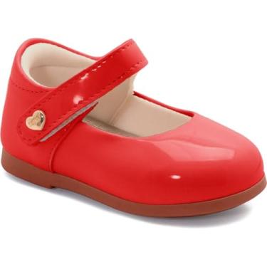Imagem de Sapatilha Klin Bebê Menina Infantil Verniz Boneca Vermelho Fecho com Velcro Sola Antiderrapante (Vermelho, BR, Criança de 1 a 3 anos, Numérico, 22)