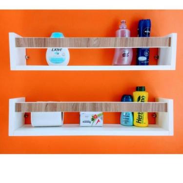 Imagem de Prateleira para Banheiro Estante Para Lavabo Nicho Cubo Mdf 2pçs 55cm 