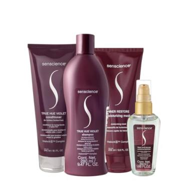 Imagem de Kit Senscience True Hue Violet Shampoo Condicionador Máscara 200 e Óleo (4 produtos)