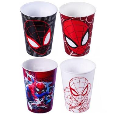 Imagem de Copo Homem Aranha Plasútil para festa infantil - kit com 4