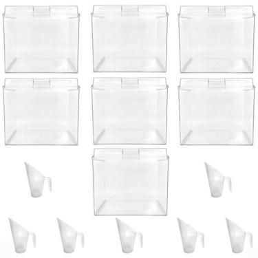 Imagem de Kit 7 Potes Acrílico Quadrado com Tampa 3,3l+ Conchas 100ml - ExPote