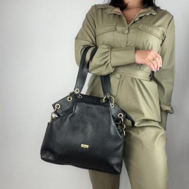 Imagem de Bolsa recuo em couro legítimo b.1074, Preto